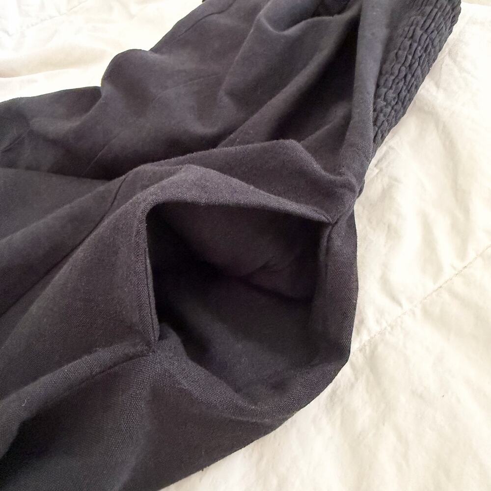 NWT Sincerely Jules Black Linen Blend Midi Dress Smocked Back Size Small - Picture 8 of 9